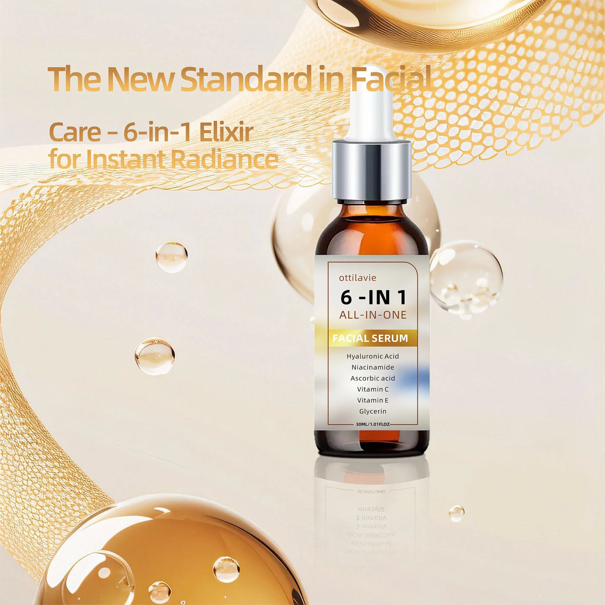 1 ALL-IN-ONE FACIAL SERUM Hyaluronic Acid Niacinamide Vitamin C E