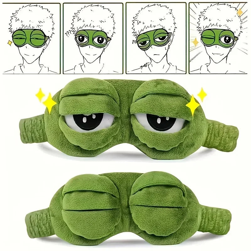 3D Frog Sleep Eye Mask – Soft Cotton Light Blocking Travel