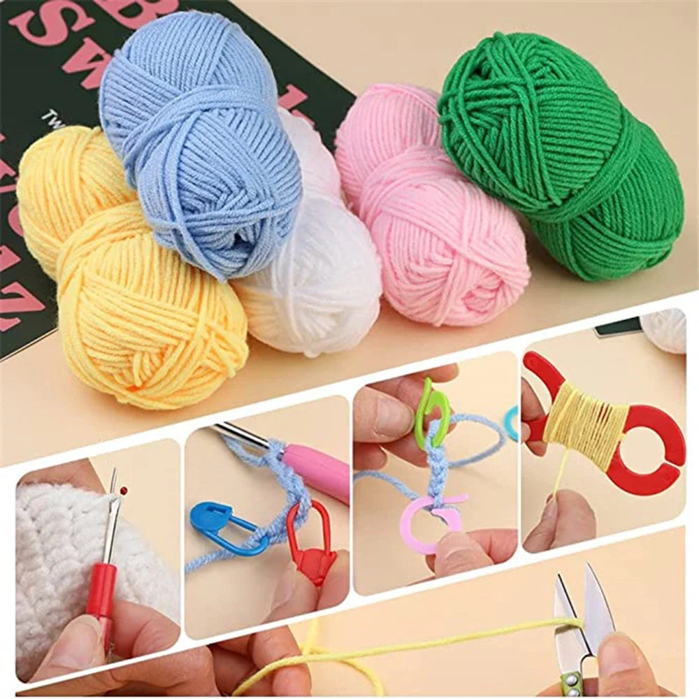 Tpr Crochet 2 0- 9-Piece Soft Handle Hand Woven Rainbow Aluminum
