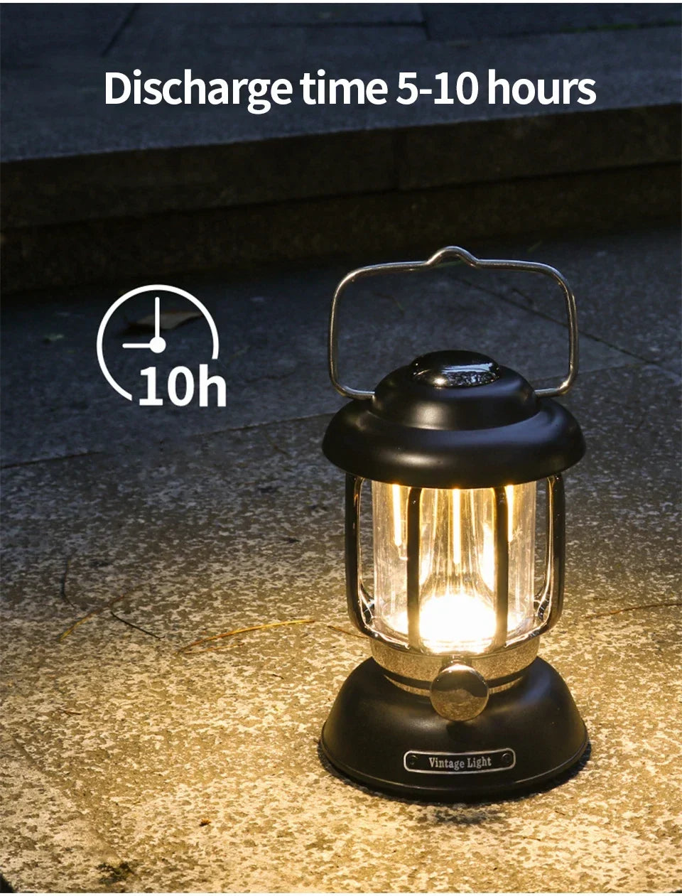 Outdoor Camping Lantern Portable USB Rechargeable Lamp Retro LED