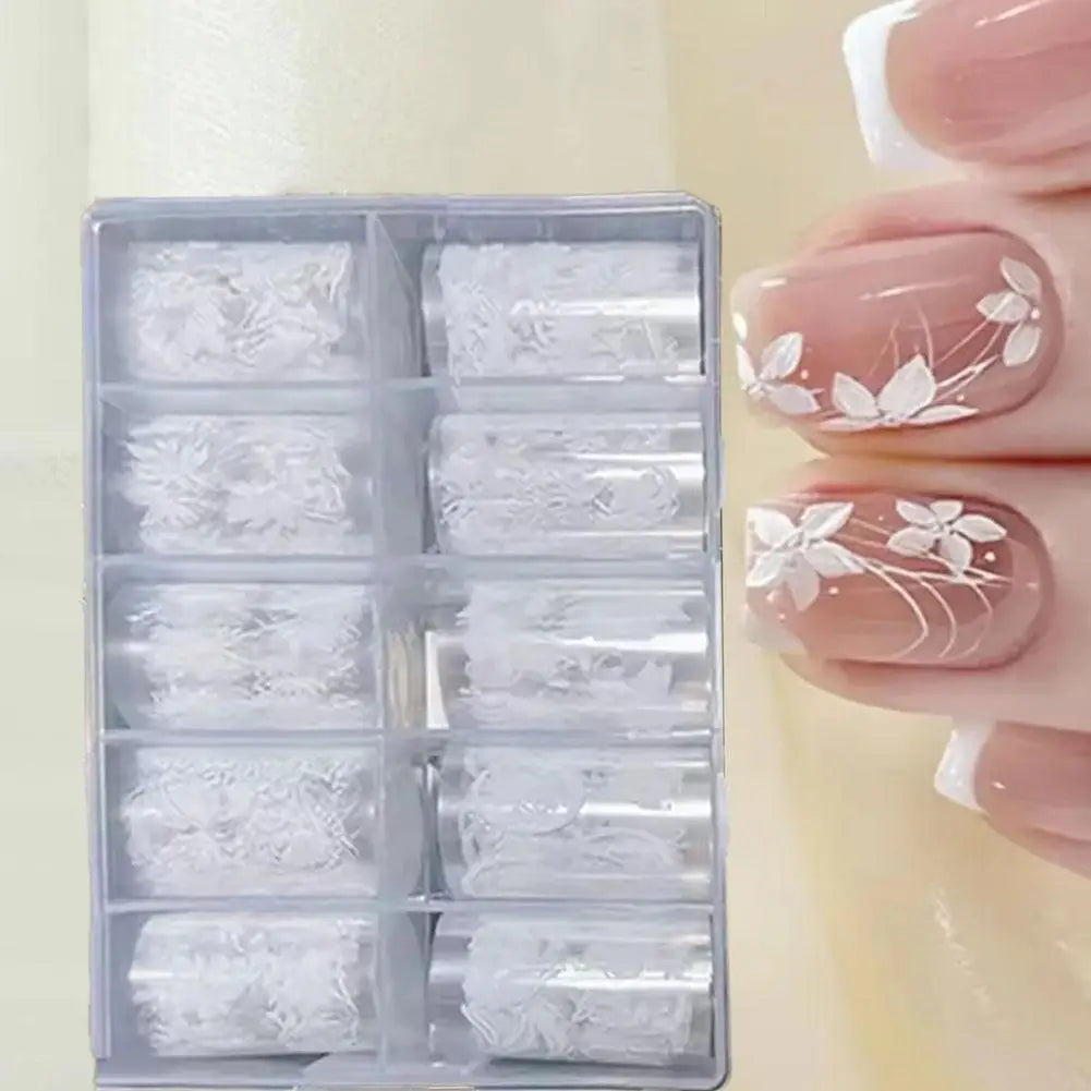 10-Roll Plaid & Flower Nail Foil Transfer Stickers | Nail Decals