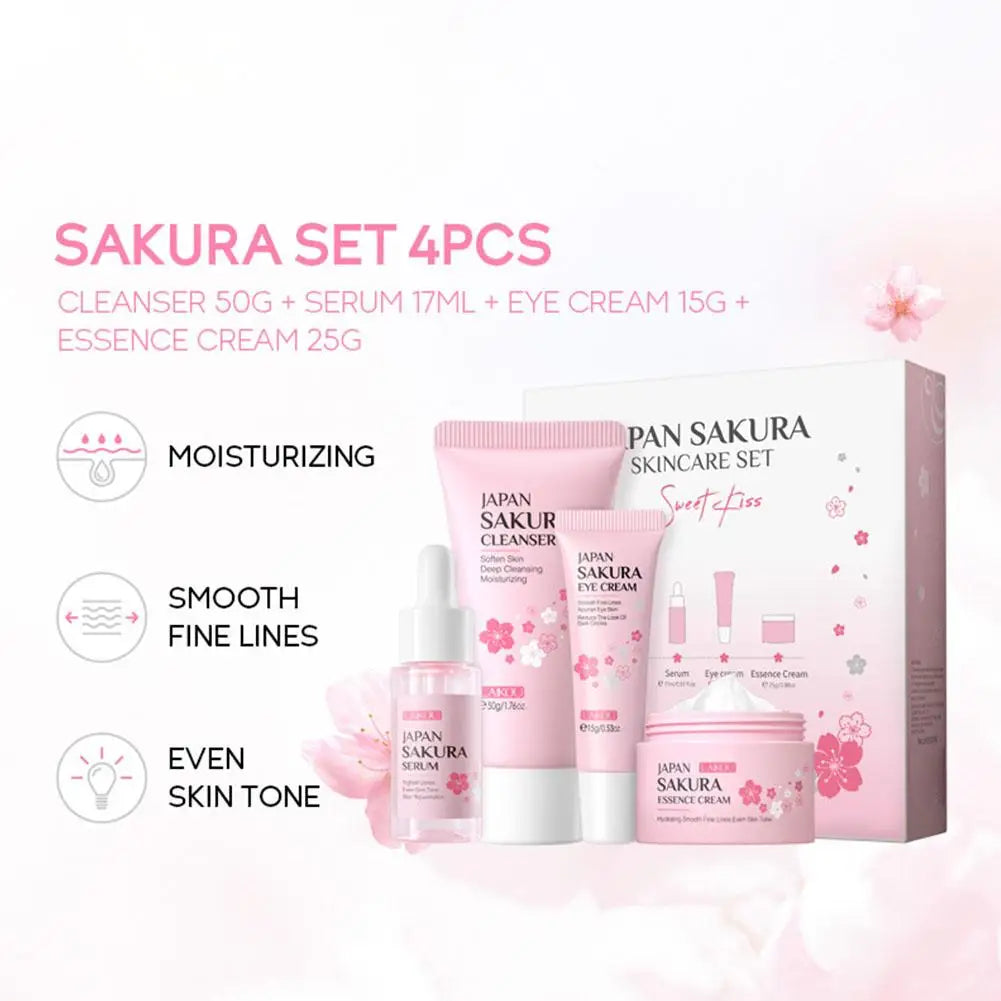 LAIKOU Sakura Skincare Set – 5-Piece Cleanser Toner Serum Eye Cream