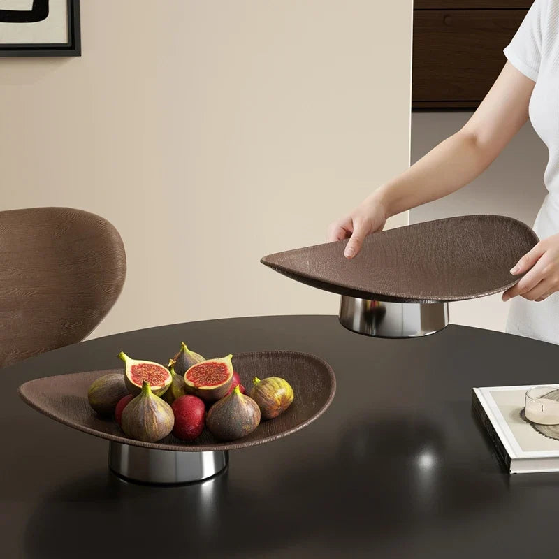Fruit Bowl Counter Leaf Base Large Open Decorative Serving Plate