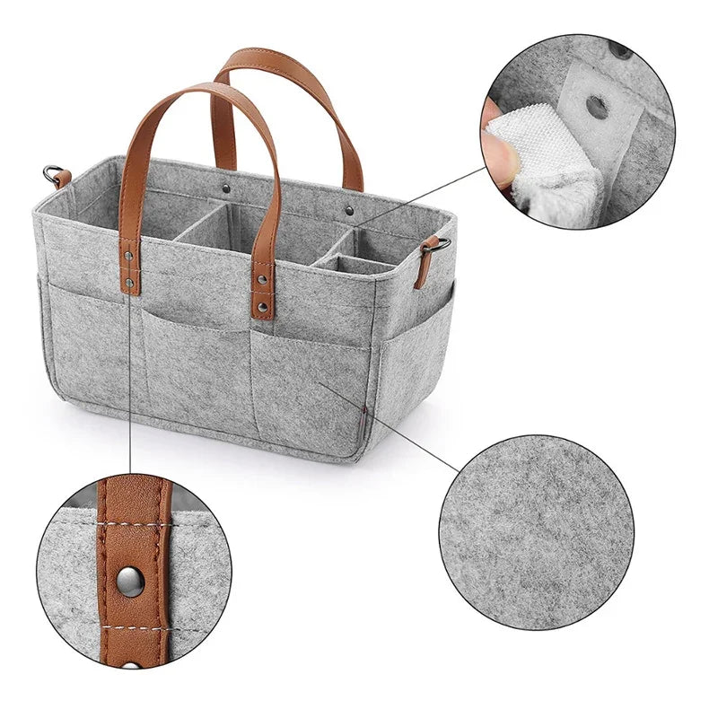 Baby Felt Nursery Organizer Diaper Caddy Basket with Handle