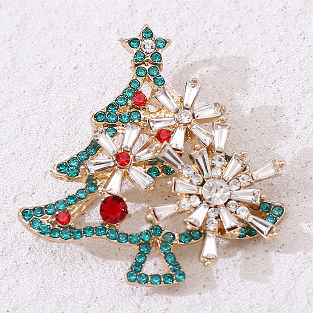 Santa Claus Christmas Tree Brooch | Vintage Alloy Pin Badge