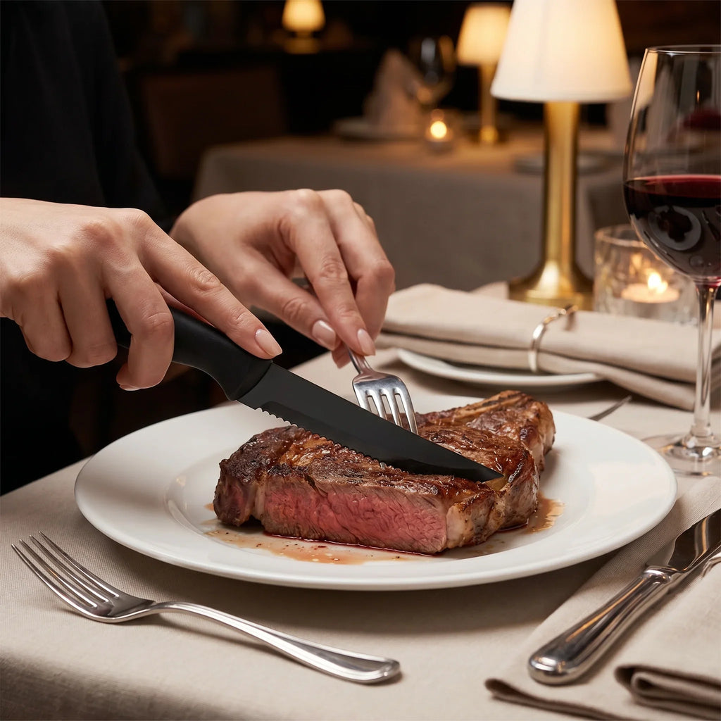 Serrated Steak Knife Set | Stainless Steel Ergonomic Handle