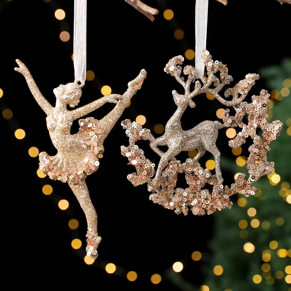 Christmas Sequins Ornament Elegant Snowflake Hanging Decor