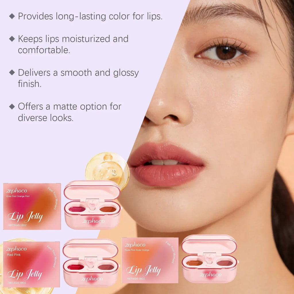 Two-Tone Jelly Lip Gloss – Shiny, Moisturizing & Long-Lasting