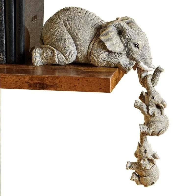 3-Piece Elephant Figurines Set – Resin Animal Home Décor Gift