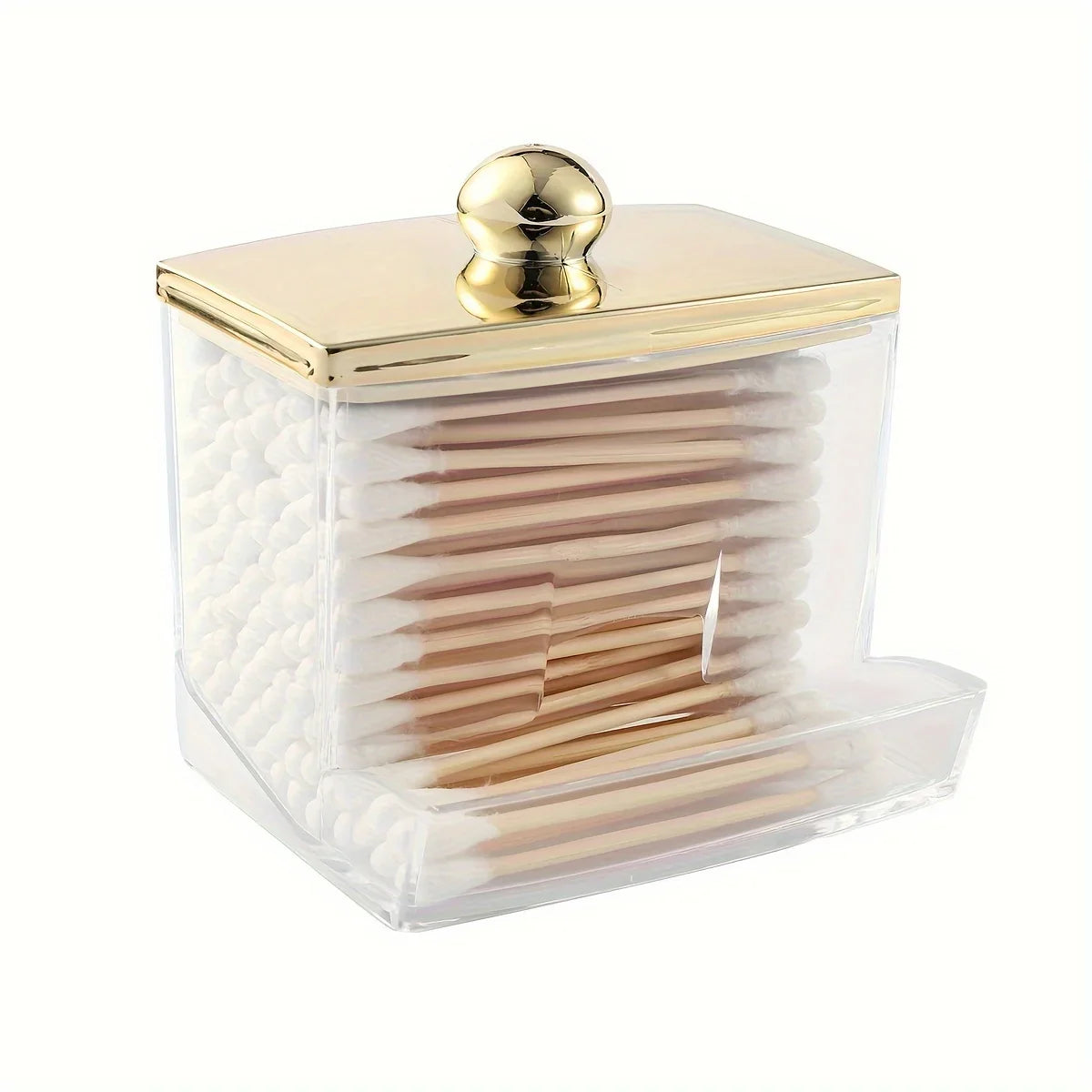 1 3 Qtips Bathroom Organizer Gold Lid Ball Filler Clear Plastic