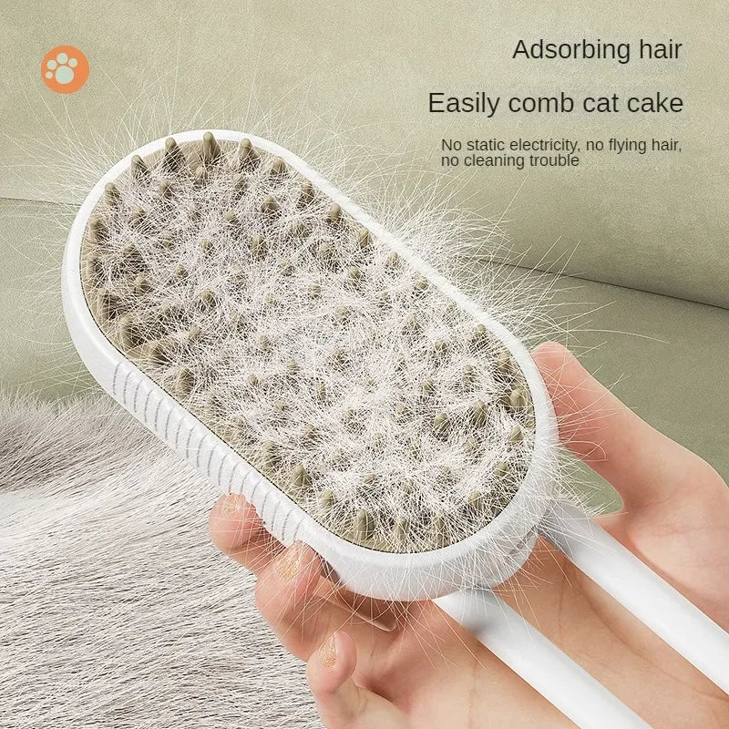 3-in-1 USB Steam Pet Brush | Cat & Dog Grooming Comb