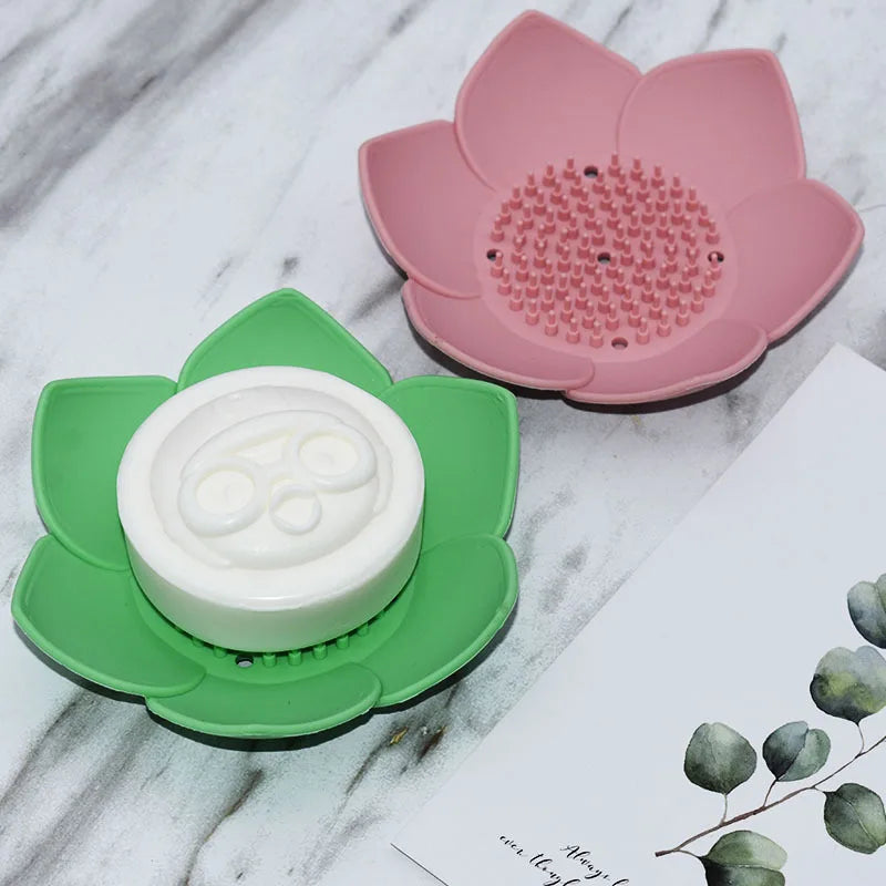 Lotus Silicone Soap Dish with Drainage | Bathroom Soap Holder