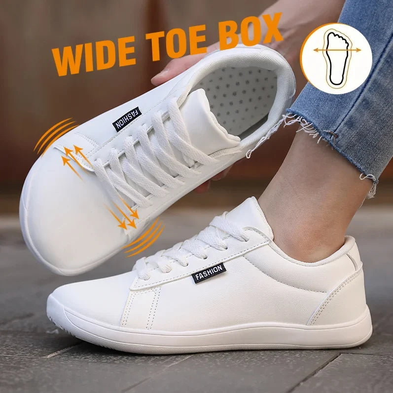Women's Wide Barefoot Minimalist Sneakers – Lace-Up Flat Shoes