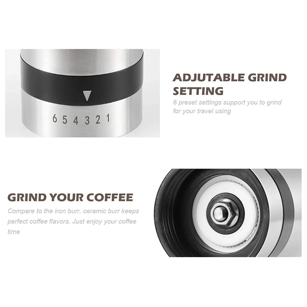A36T-2X Manual Coffee Grinder Hand Mill Burrs 6 Adjustable Settings