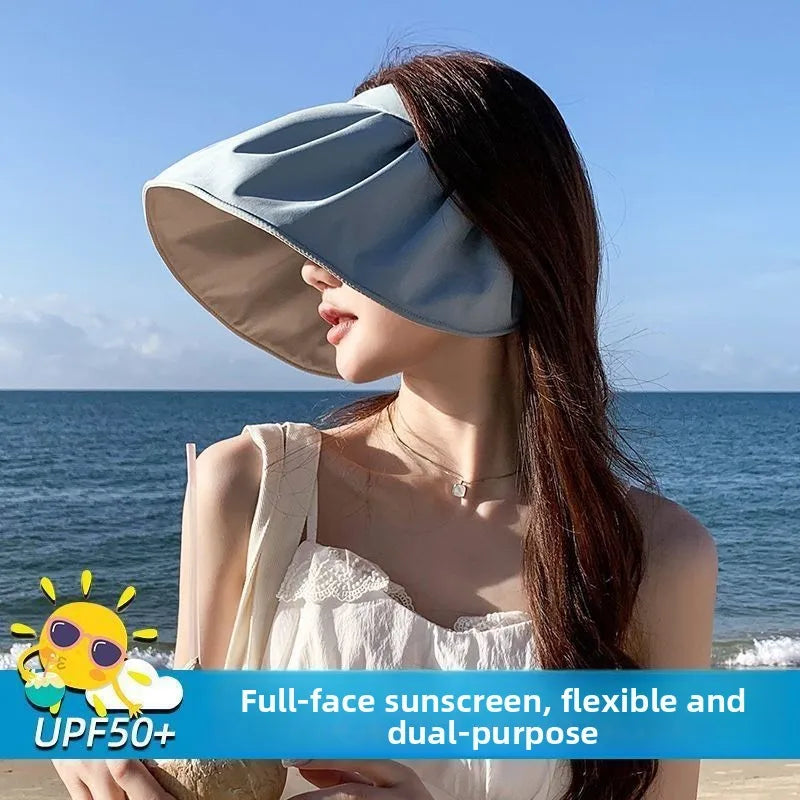 UPF 50+ Convertible Sun Hat & Visor 2-in-1 UV Beach Hat Women