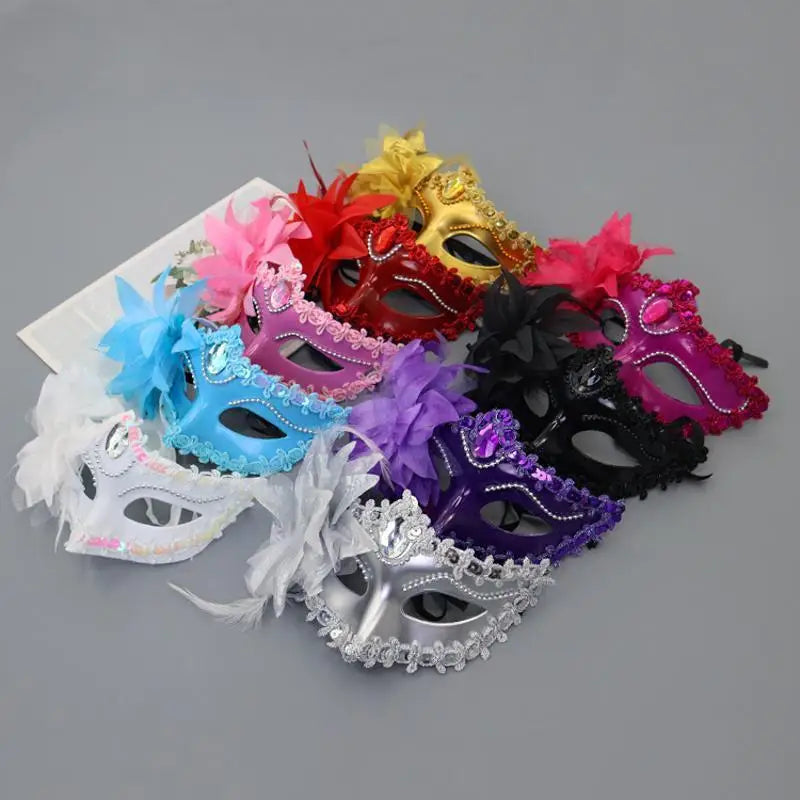 Halloween Princess Half Face Mask Makeup Ball Lily Flower Party Sexy