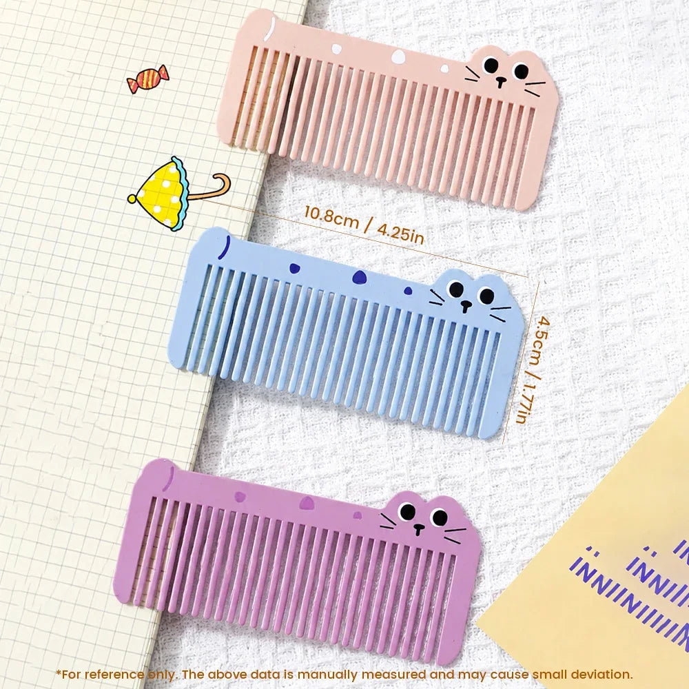 Mini Cartoon Kitten Wide Tooth Detangling Comb | Travel Hair Comb