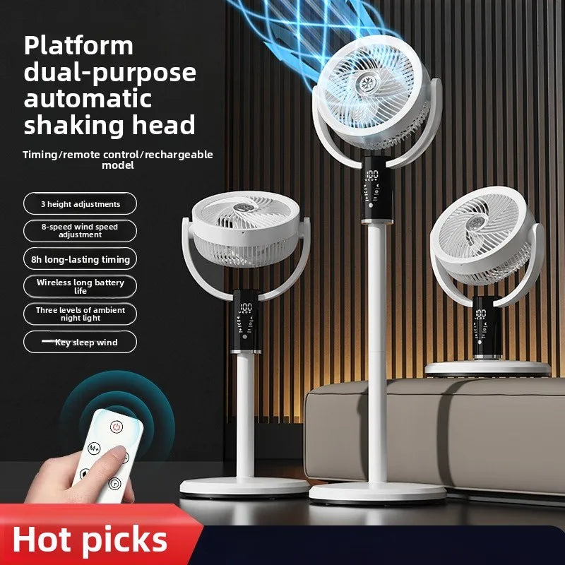 USB Smart Oscillating Floor Fan – Remote, 8 Speeds, LED Display