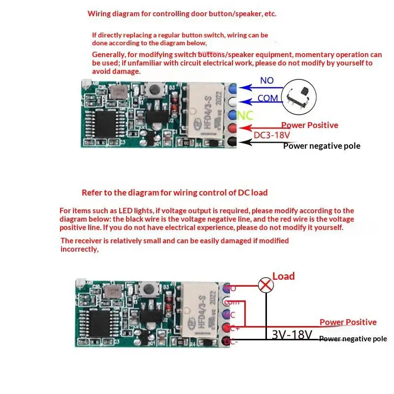 433mhz DC 3V 6V 12V 24V Mini Relay Wireless RF Remote Control Switch