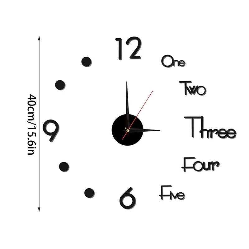 3D DIY Mirror Wall Clock – Silent Quartz Acrylic Home Decor