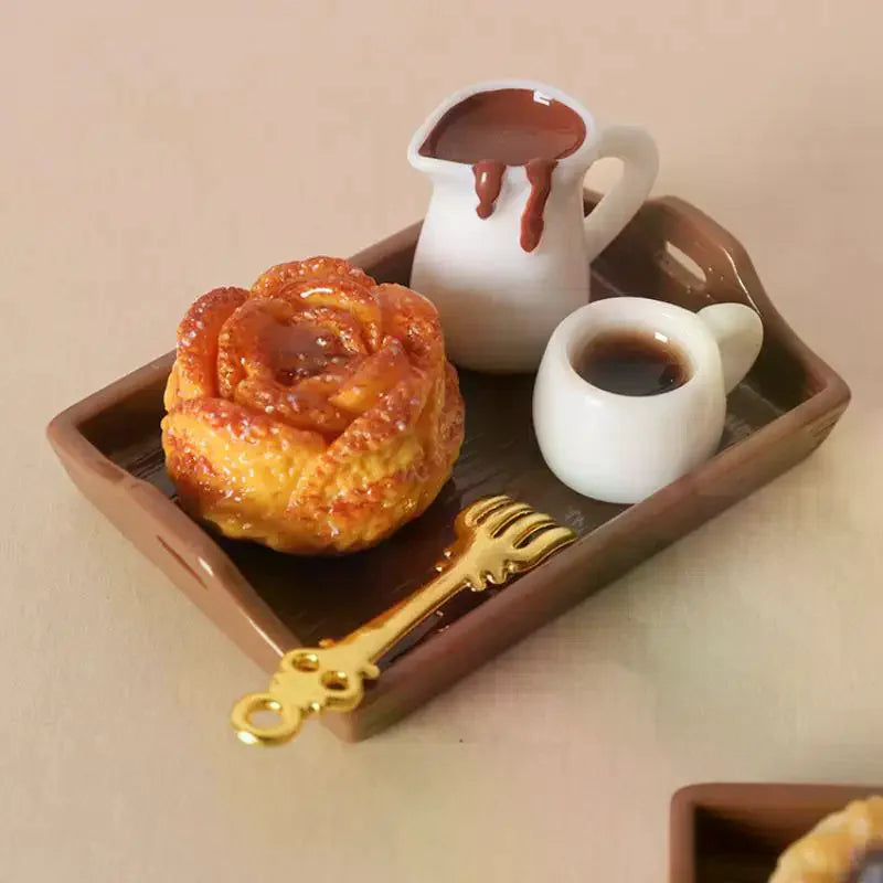 Miniature Coffee & Pastry Set | 1:12 Dollhouse Kitchen Accessory