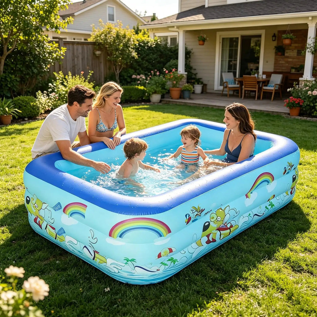 Rectangle Inflatable Kids Pool – Backyard PVC Swim Pool