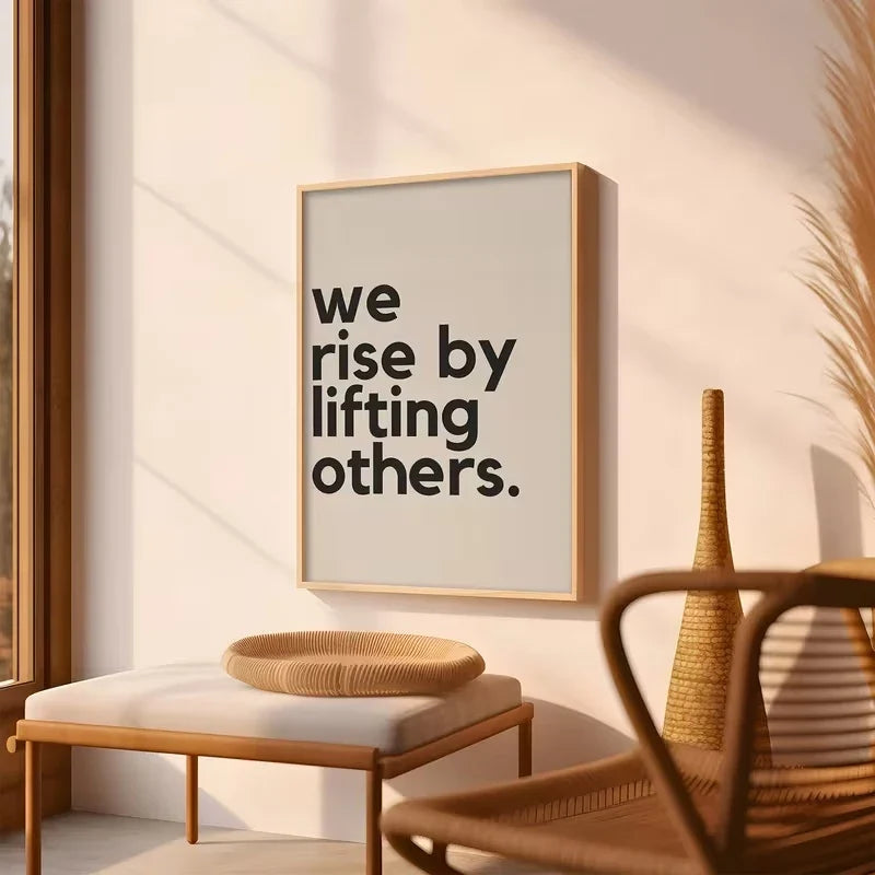 "We Rise By Lifting Others" Motivational Canvas Wall Art