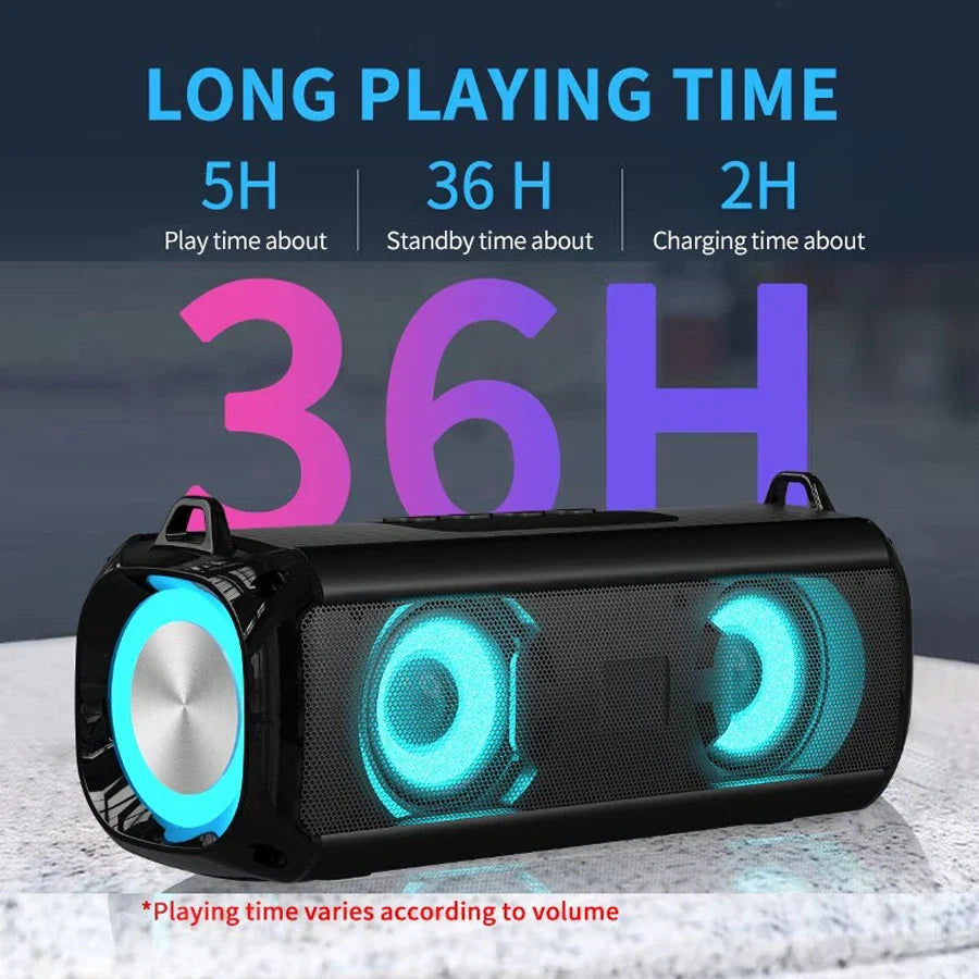 AyeBeau Portable Bluetooth Speaker RGB LED FM Radio Bass