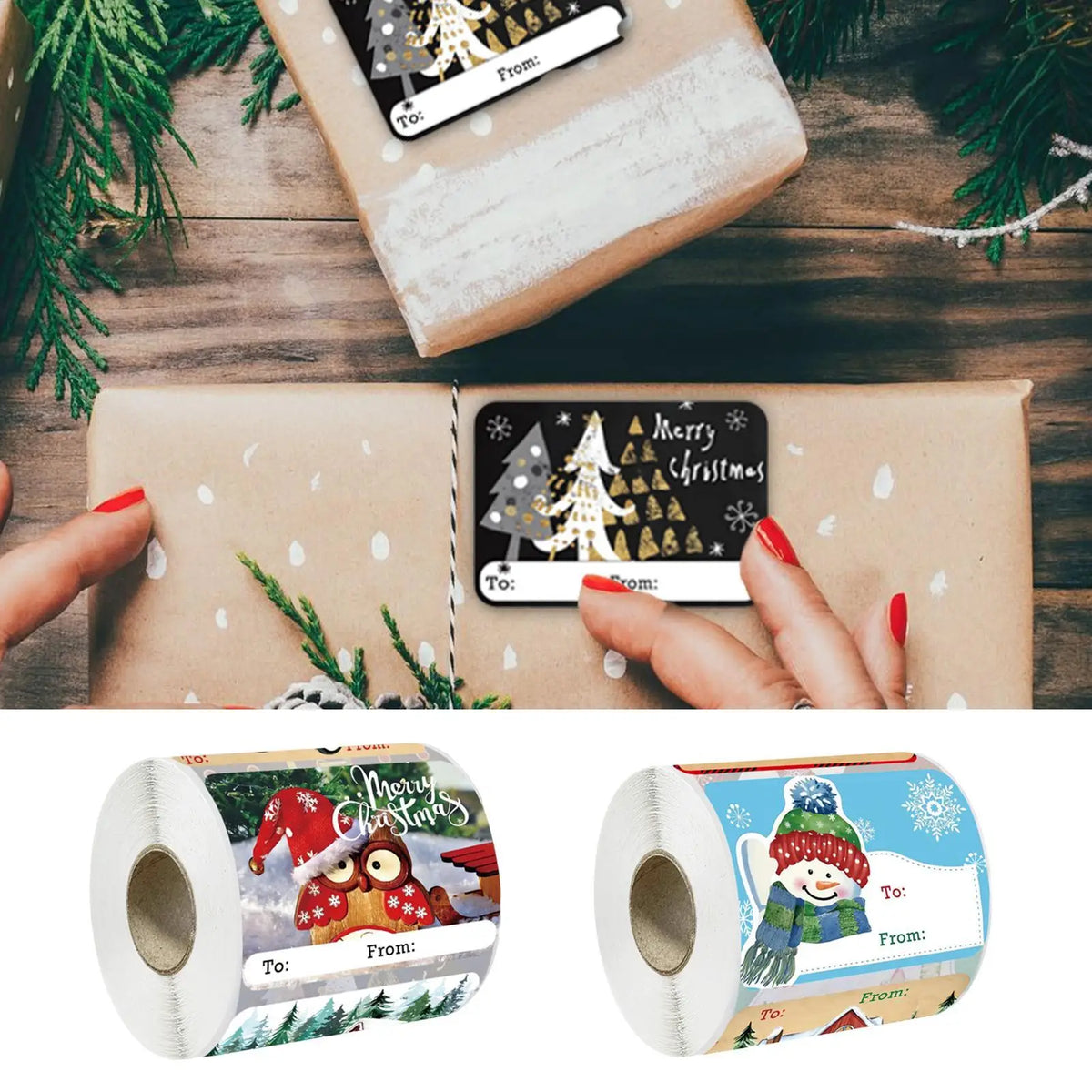 250pcs Christmas Stickers Self-Adhesive Festive Decals for Gifts