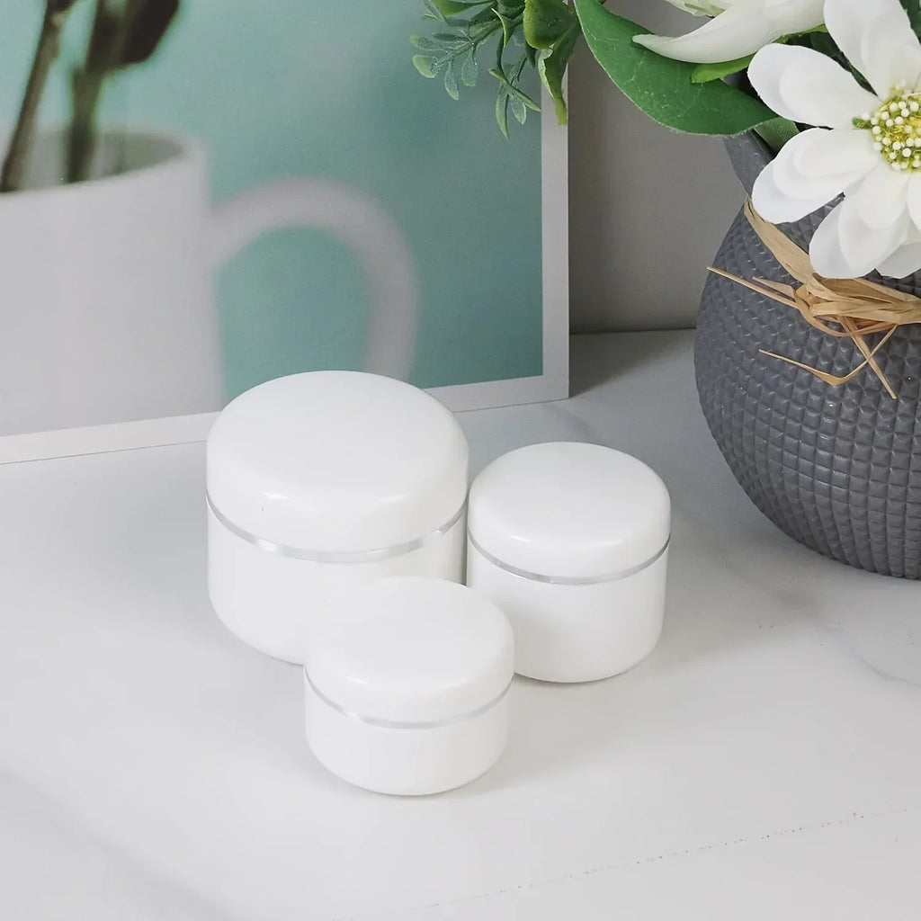 10-Pack White Plastic Cosmetic Jars with Twist-Top Lids