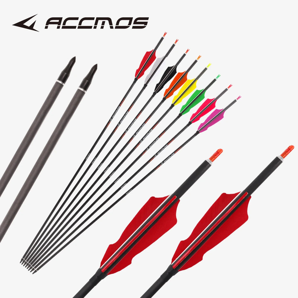 ID6 2 Pure Carbon Arrow 8 Styles 4-inch Turkey Feather Spine 250-800