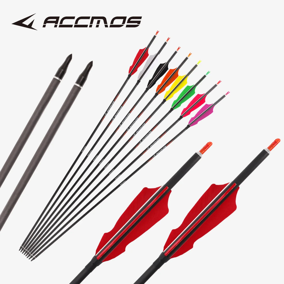 ID6 2 Pure Carbon Arrow 8 Styles 4-inch Turkey Feather Spine 250-800