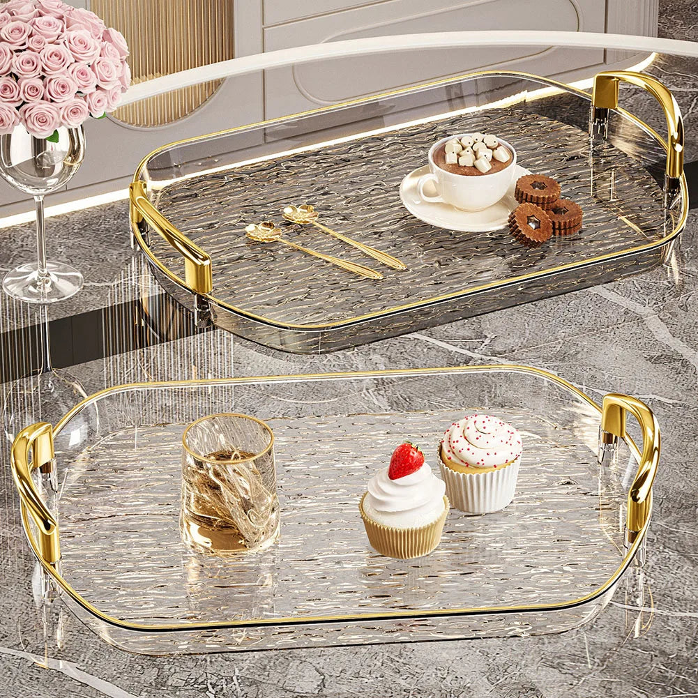 Clear Plastic Serving Tray with Handles | Large Food Platter