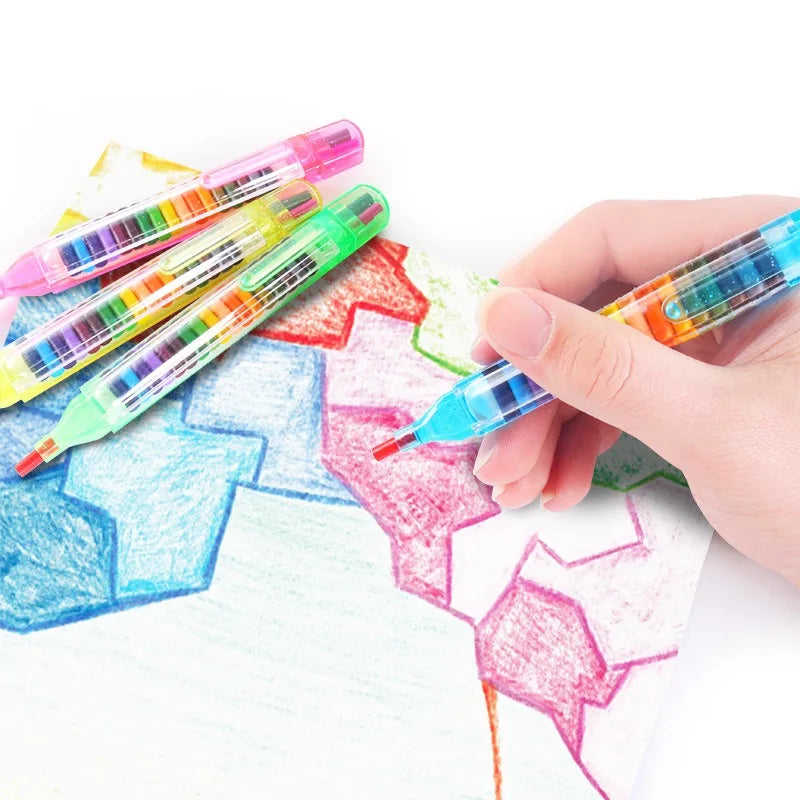 20-Color Wax Crayons for Kids – Drawing & Art Graffiti Pens