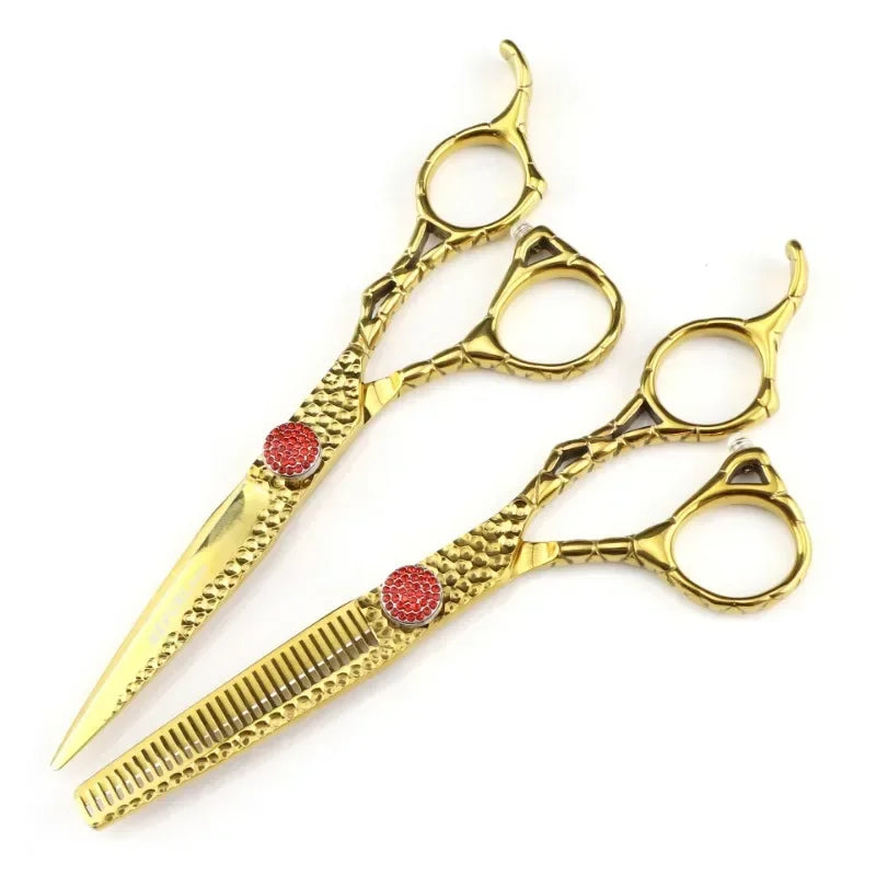 Professional 6" Gold 440C Steel Hair Cutting Thinning Shears