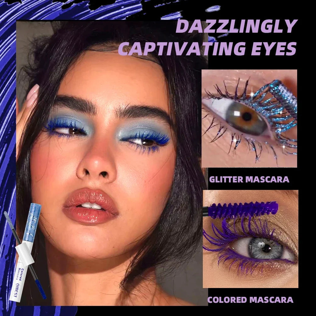 QiBest 2-in-1 Glitter & Colored Mascara | Waterproof, 6 Colors