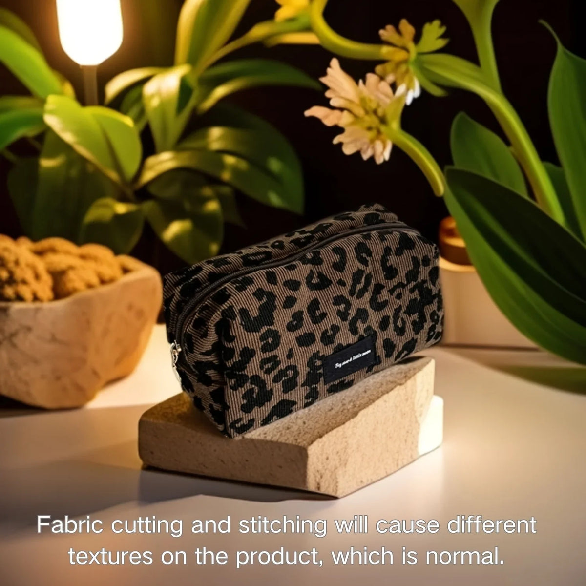 Brown Leopard Print Cosmetic Bag Zipper Makeup Pouch Travel Toiletry