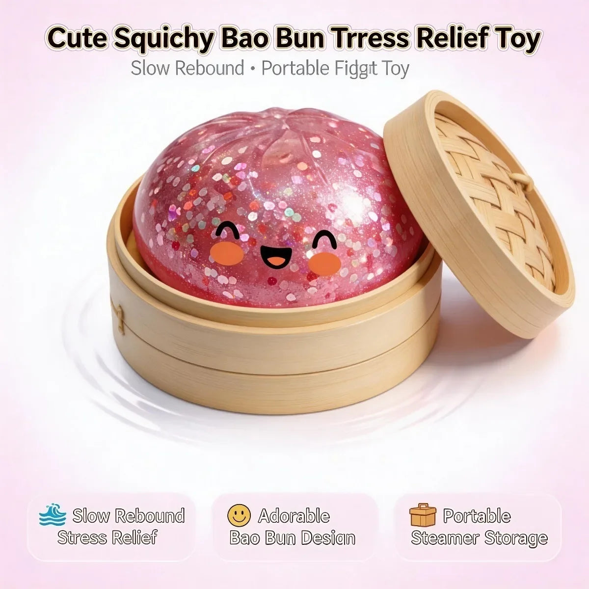 Colorful Crystal Squishy Bun Toy – Slow Rising Kawaii Gift