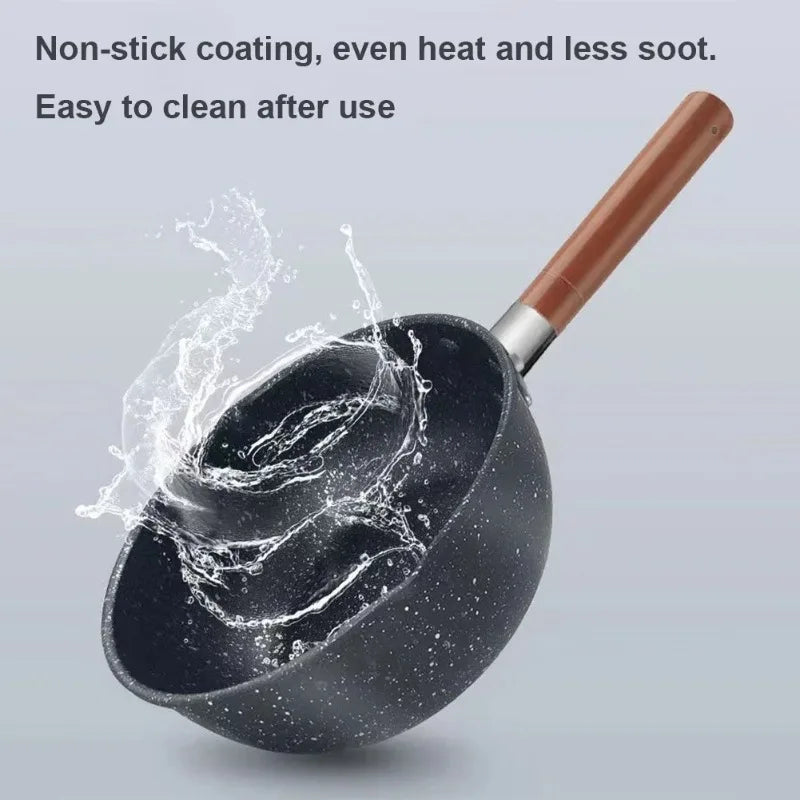 Non-Stick Saucepan with Pour Spout & Wooden Handle