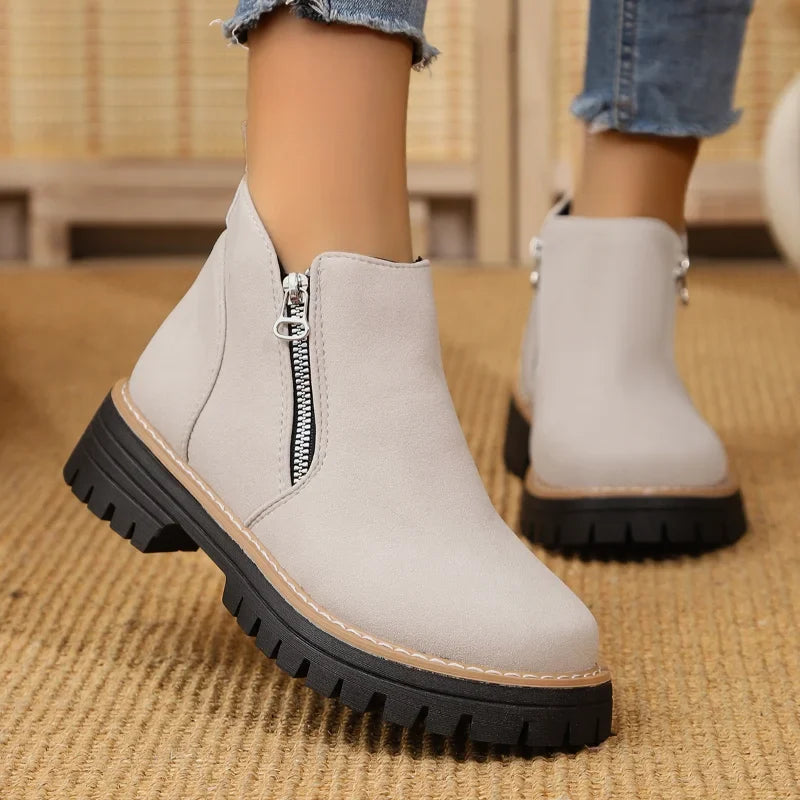 UXST Women's Platform Ankle Boots | Plus Size Thick Sole Zip