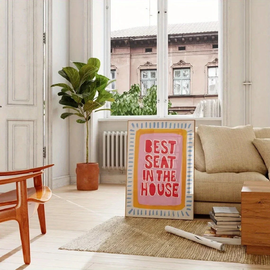 "Best Seat In The House" Retro Quote Canvas Wall Art Print