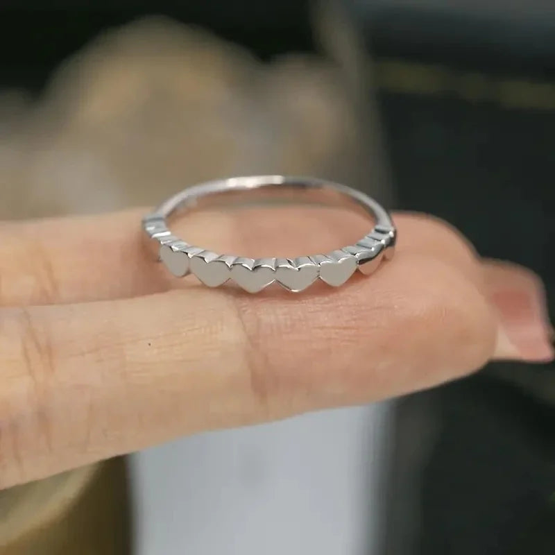 Huitan Heart Ring for Women – Minimalist Brass Band Jewelry