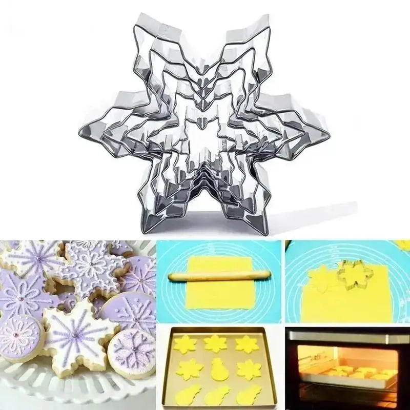 5-Piece Snowflake Cookie Cutters – Stainless Steel Christmas Set