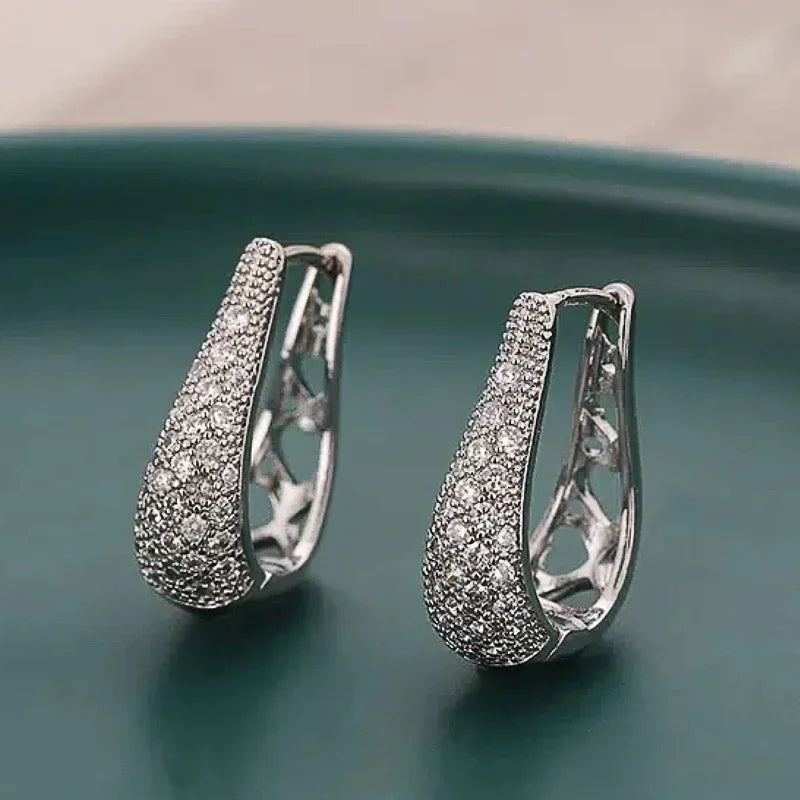 Huitan Hollow Waterdrop Hoop Earrings – CZ Wedding Jewelry