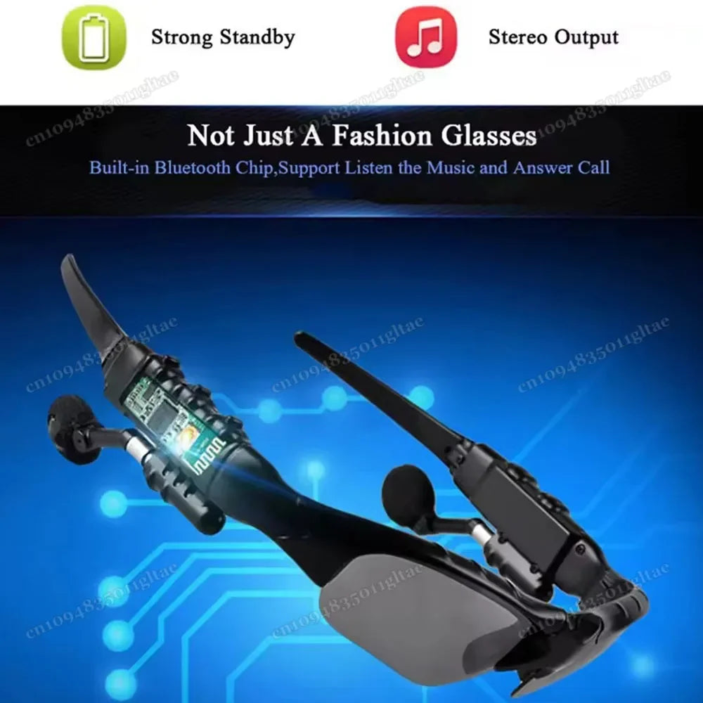 Smart Glasses Stereo Earphones Wireless Headset Mic Sunglasses