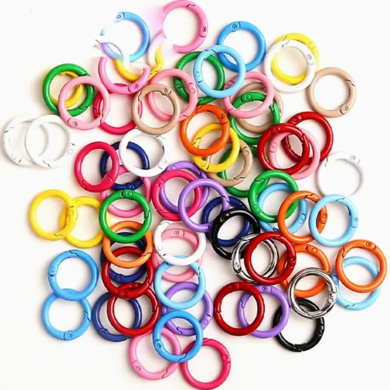 50 Pcs 25mm Colorful Alloy Spring O-Ring Buckles for DIY Keychains