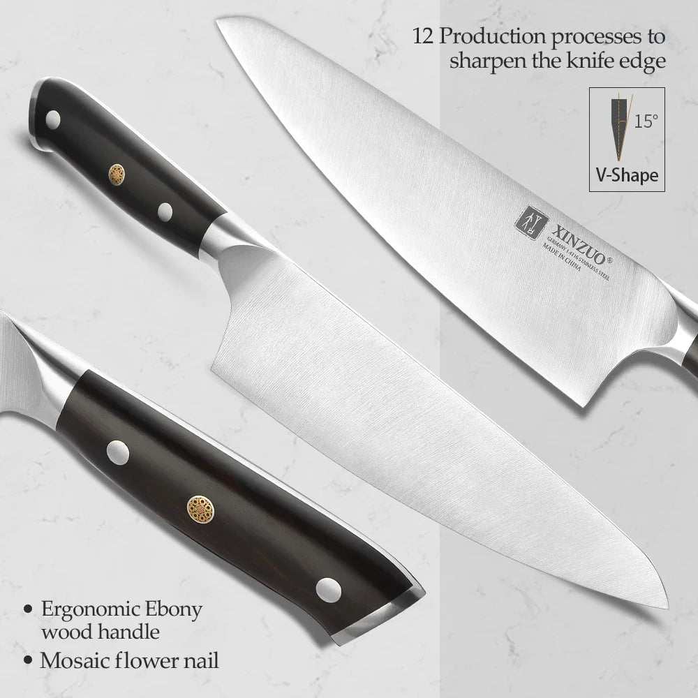 XINZUO Yu 8-Piece Knife Set | 1.4116 Steel & Ebony Handle