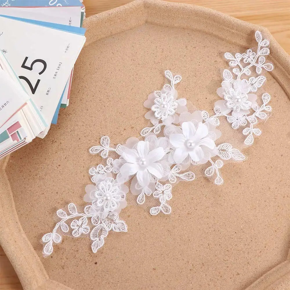 3D Flower Applique Beaded Lace Patch for Wedding Dresses