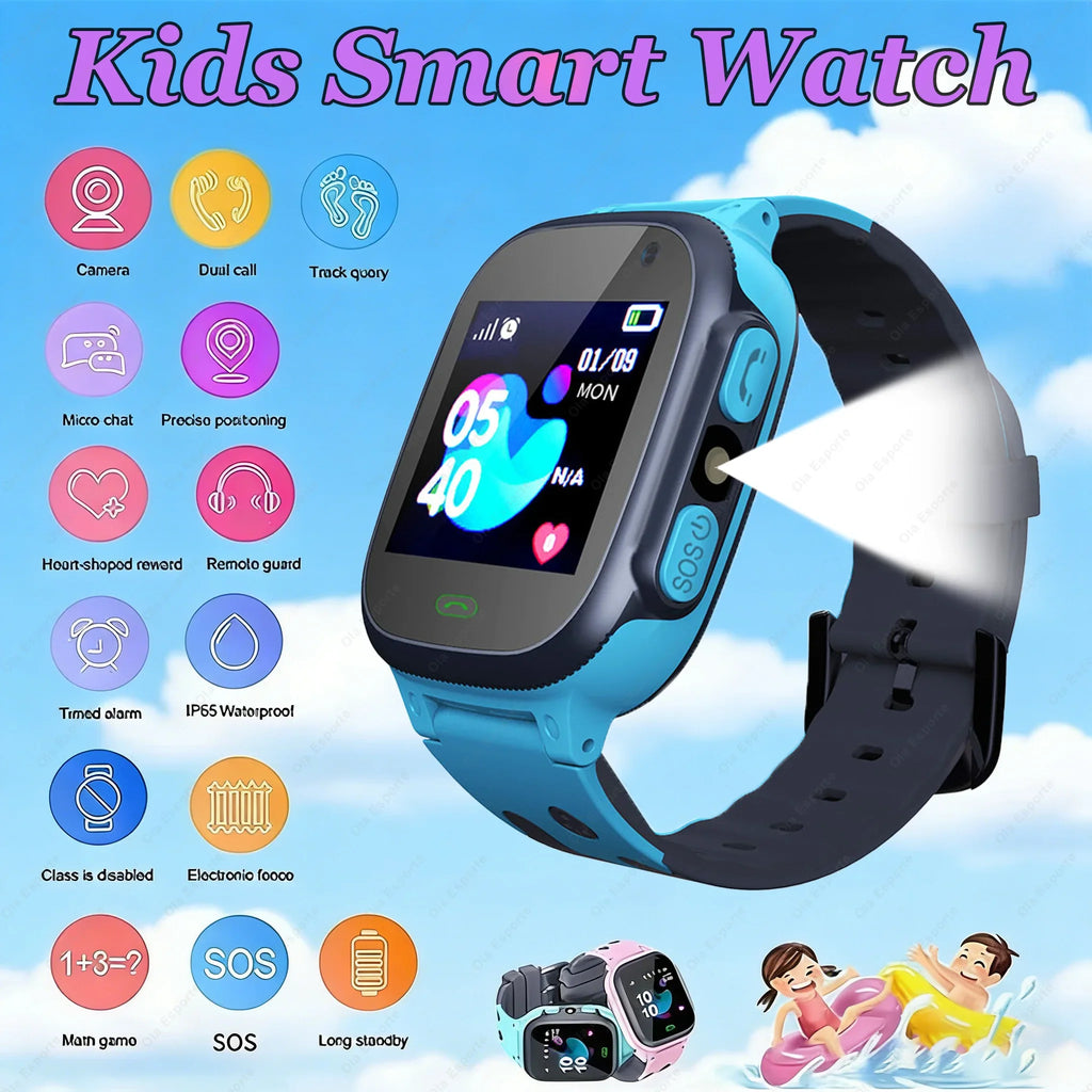 Kids Smart Watch Flashlighfor Children Real Time Positioning SOS