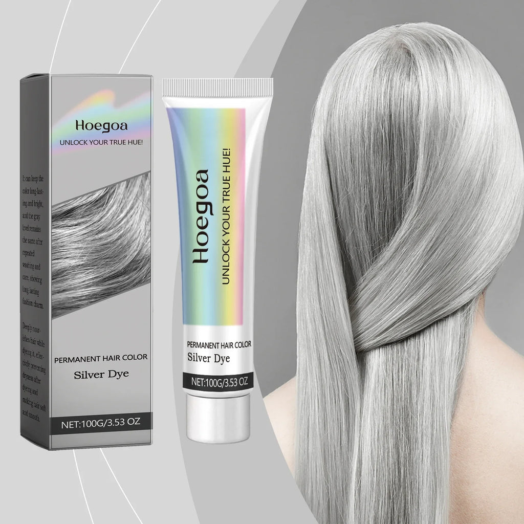 HOEGOA Silver Gray Hair Dye Cream – Unisex 100g
